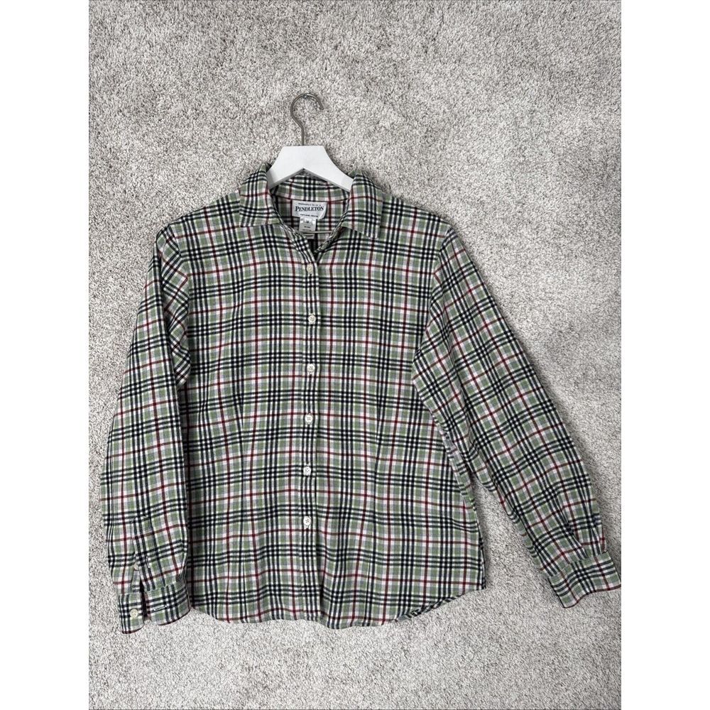 PENDLETON Flannel Womans MED Long Sleeve Button Up 100% Cotton